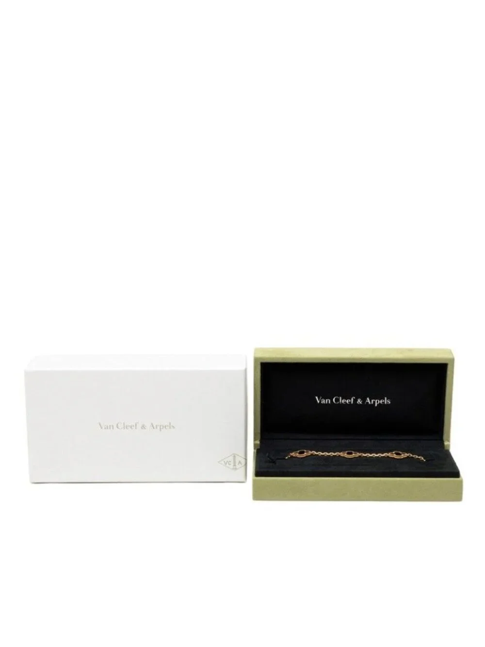 Van Cleef & Arpels Vintage Alhambra Onyx Chain Bracelet Black Gold 18k Yellow